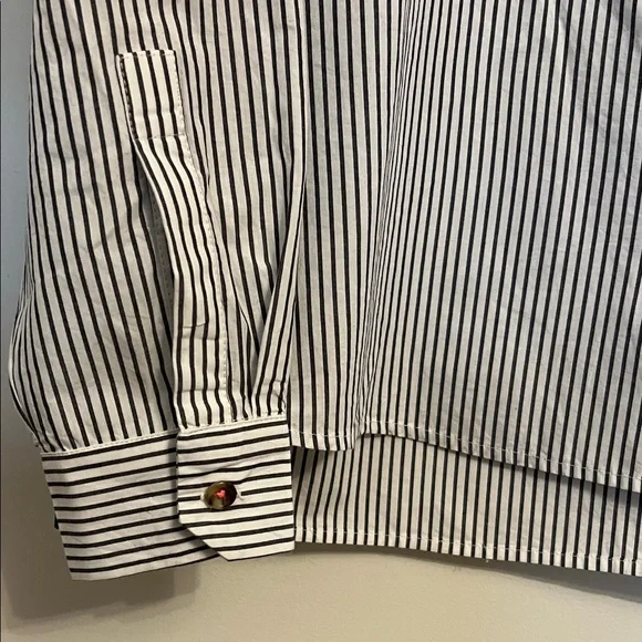 Anthropologie Maeve Embroidered Striped Boxy Buttondown Shirt Top XS 2 - Picture 7 of 15
